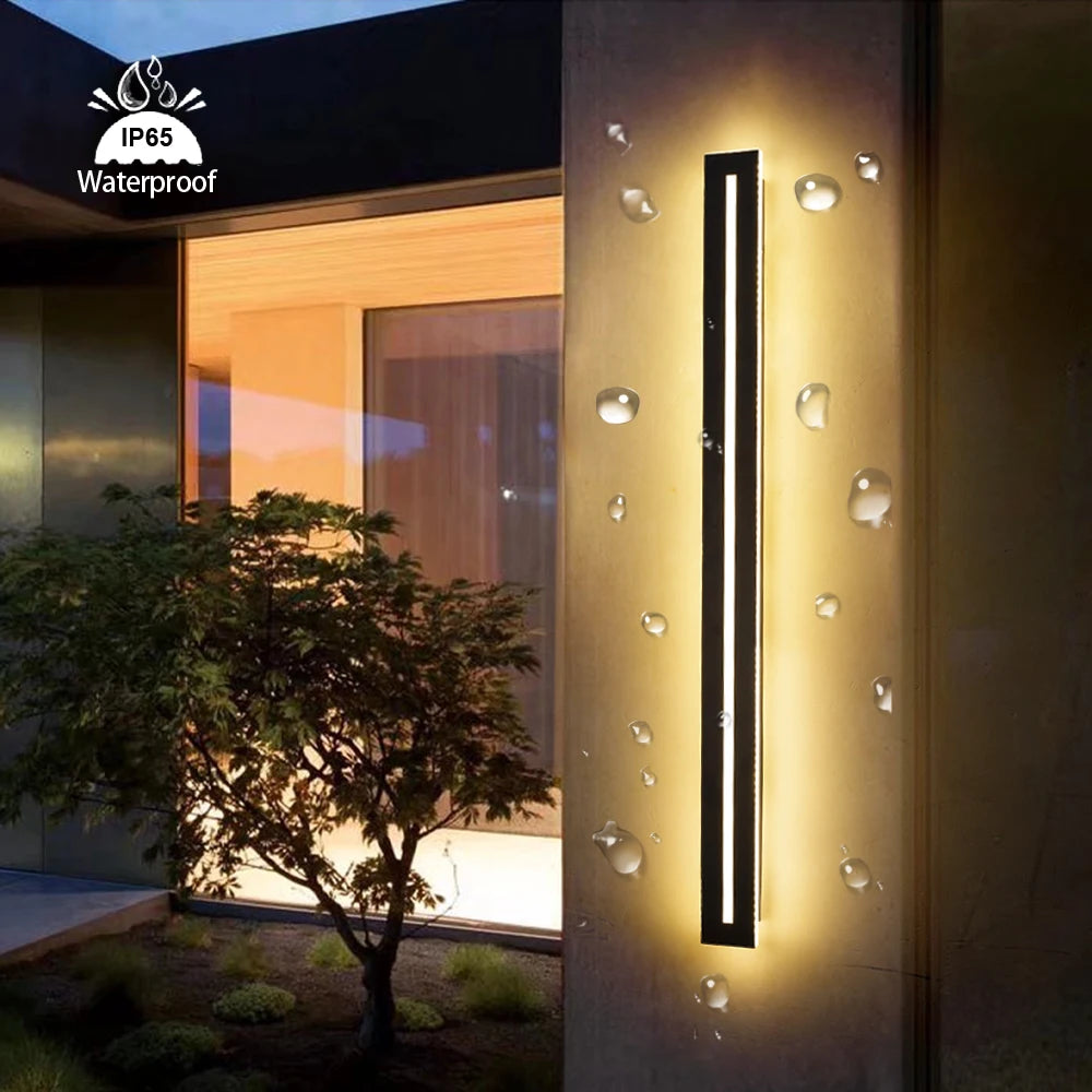 Waterproof LED Long Wall Sconce for Outdoor Garden Lighting - AC85-265V Exterior Luminaire