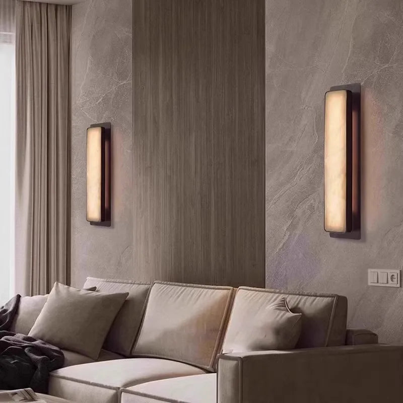 Melina | Tall Marble and Copper Wall Light