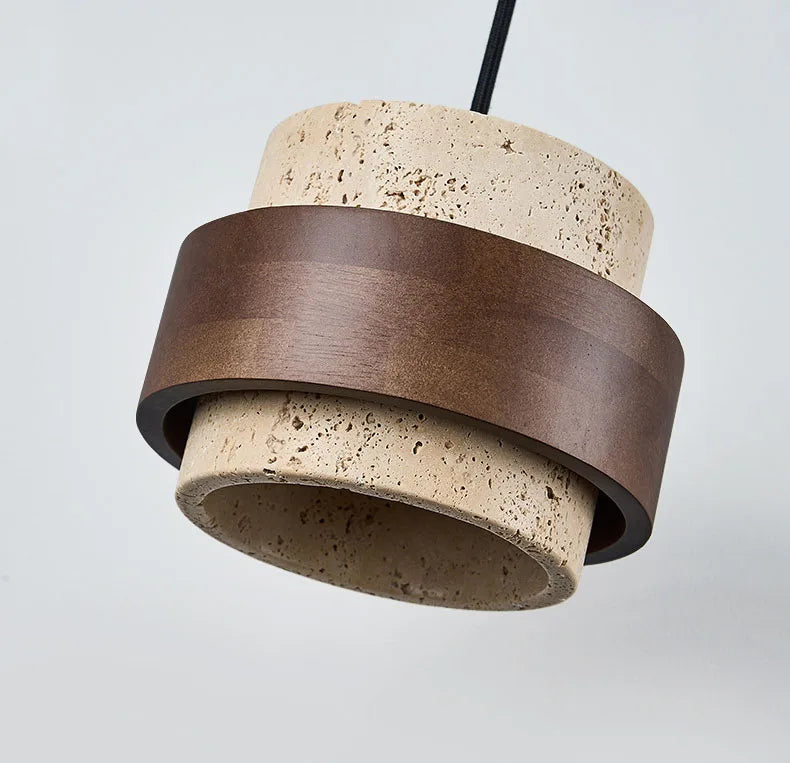 Njord | Wood & Travertine LED Pendant Light