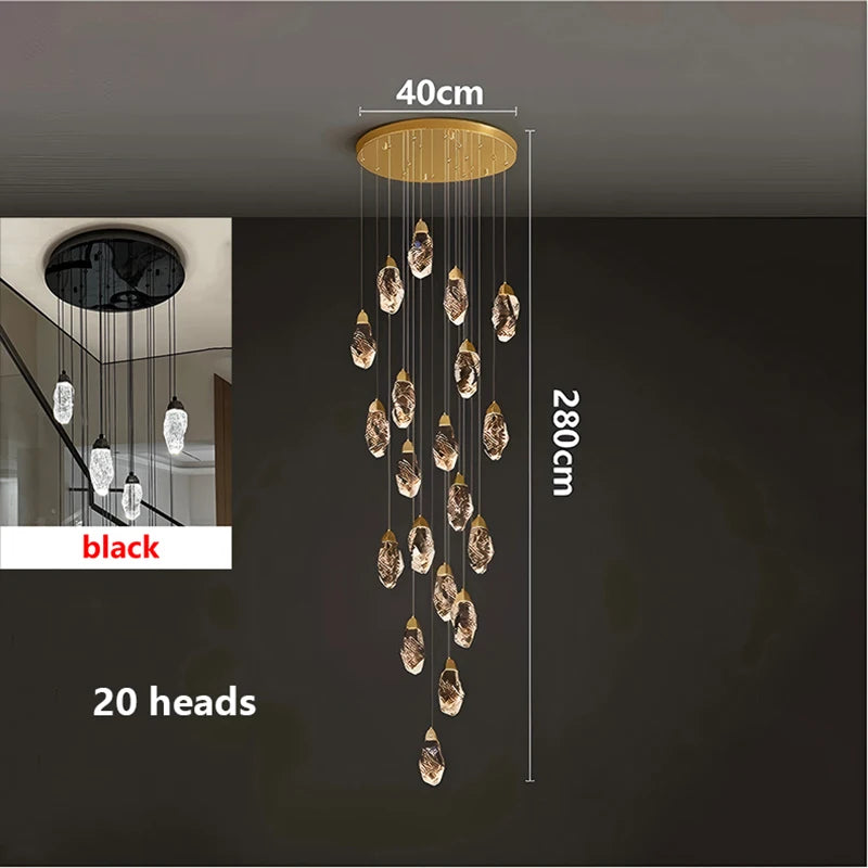 Modern home decoration crystal chandelier, stair Pendant lamp, living room Pendant lights, interior lighting