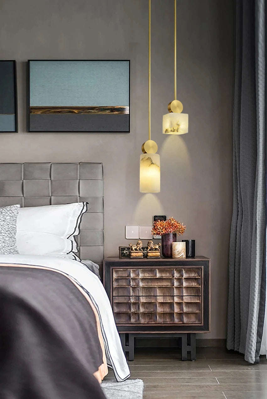 Artemis | Alabaster & Copper Pendant Light