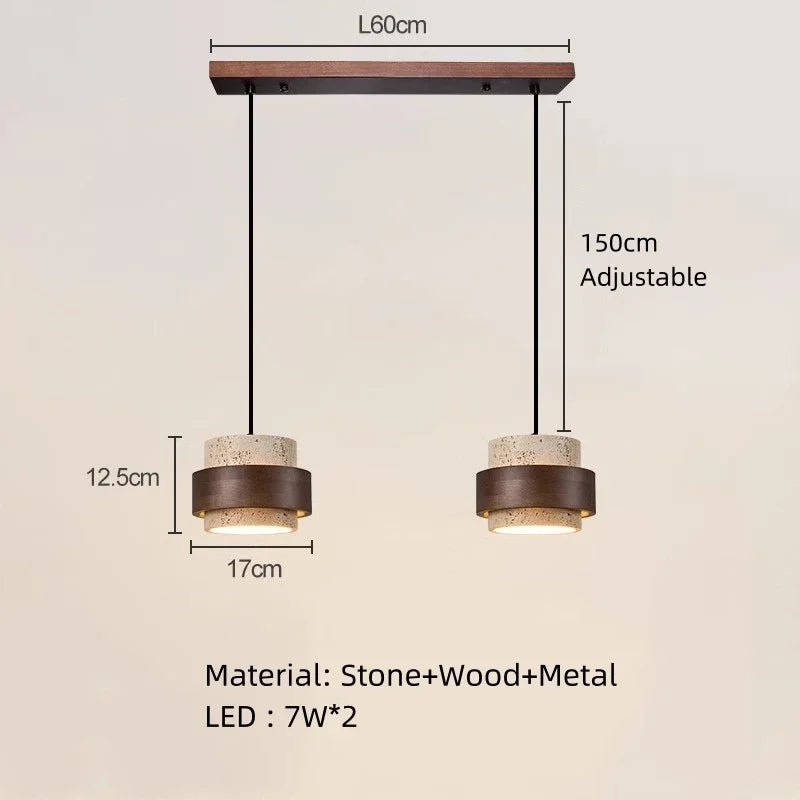Njord | Wood & Travertine LED Pendant Light