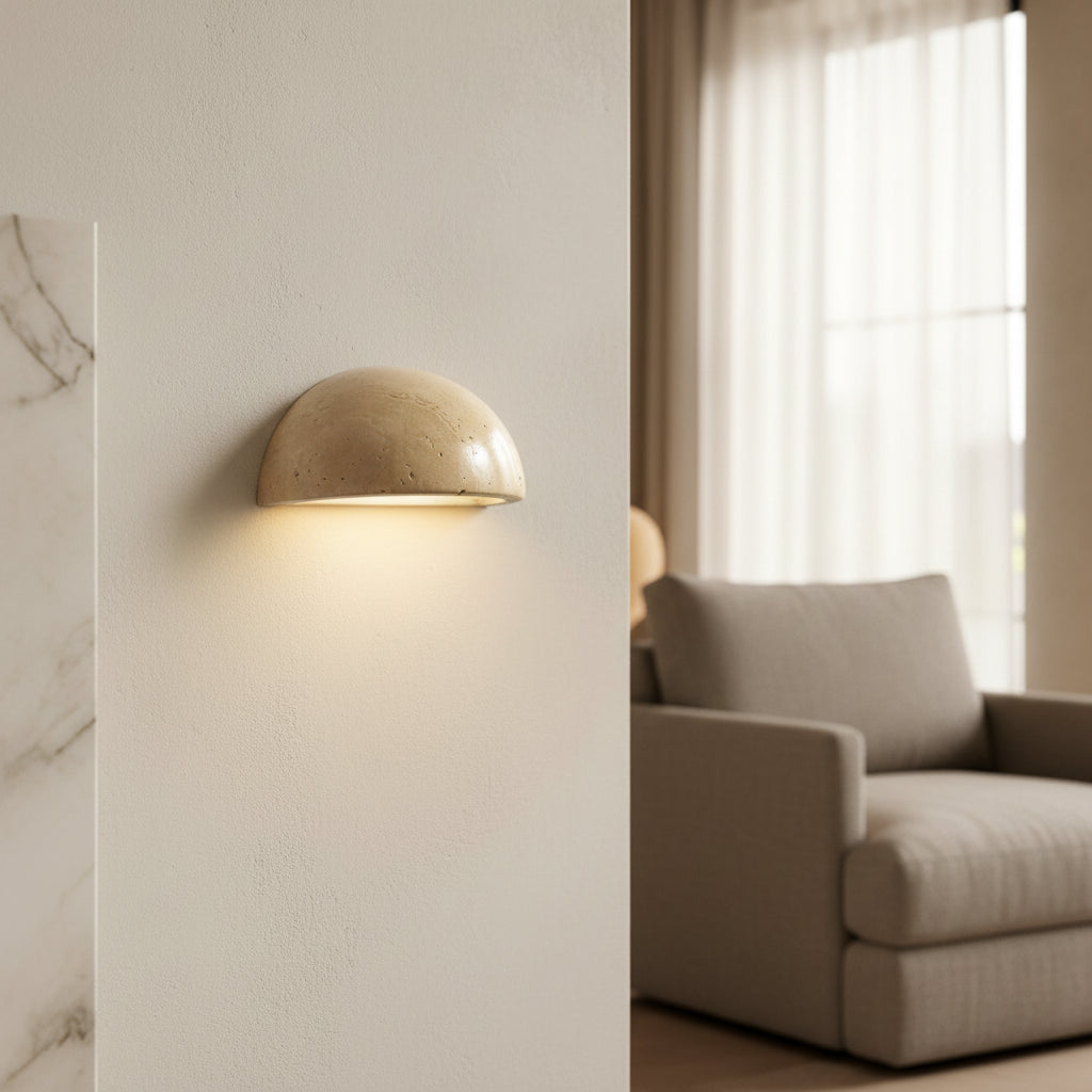 Medialuna | Semi-Circle Travertine Bedside Wall Lamp