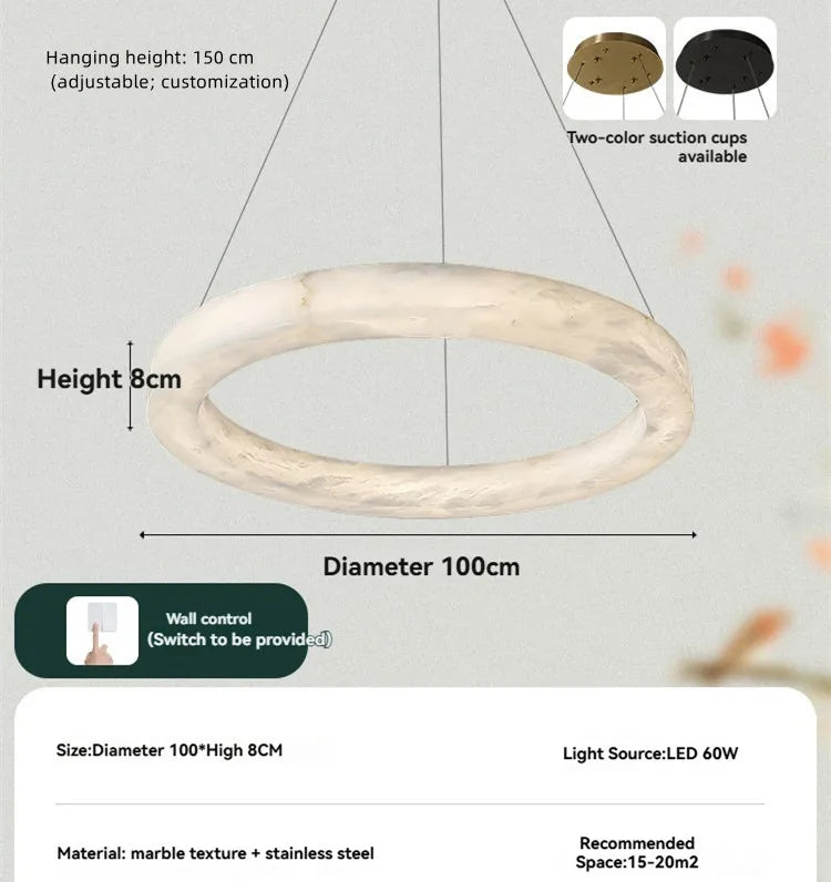 Phoebe | Alabaster Round Chandelier