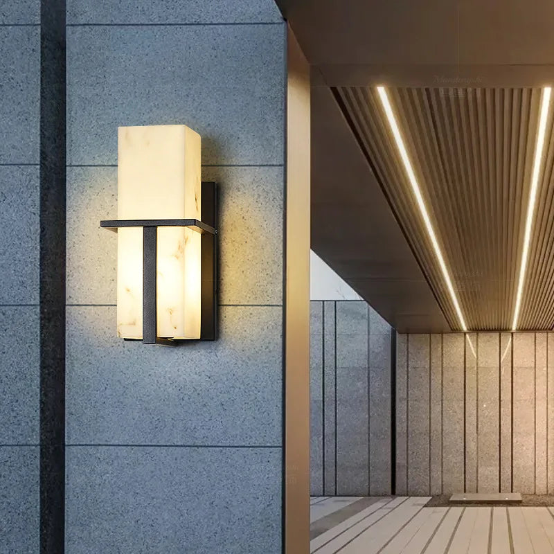 Gonçalo | Marble Effect Outdoor Porch Light