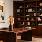 Rufina | Wood and Amber Glass Table Lamp