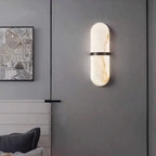 Post-Modern Oval Copper & Natural Marble Wall Lamp Sconce