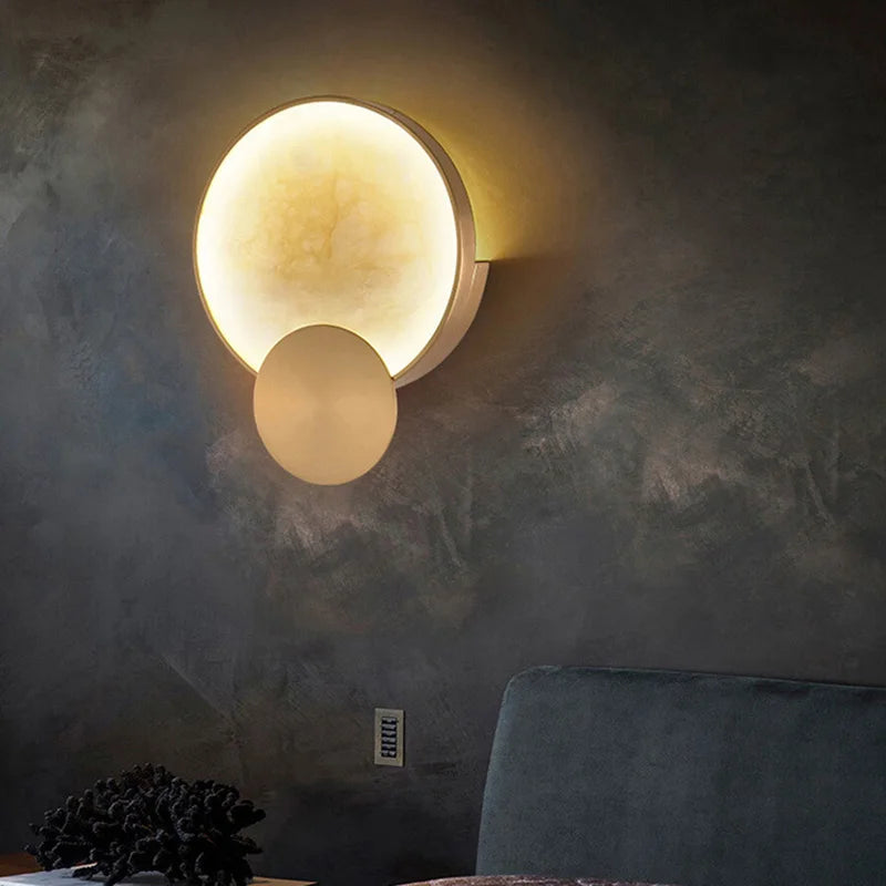 Teresa | Round Marble and Copper Wall Light