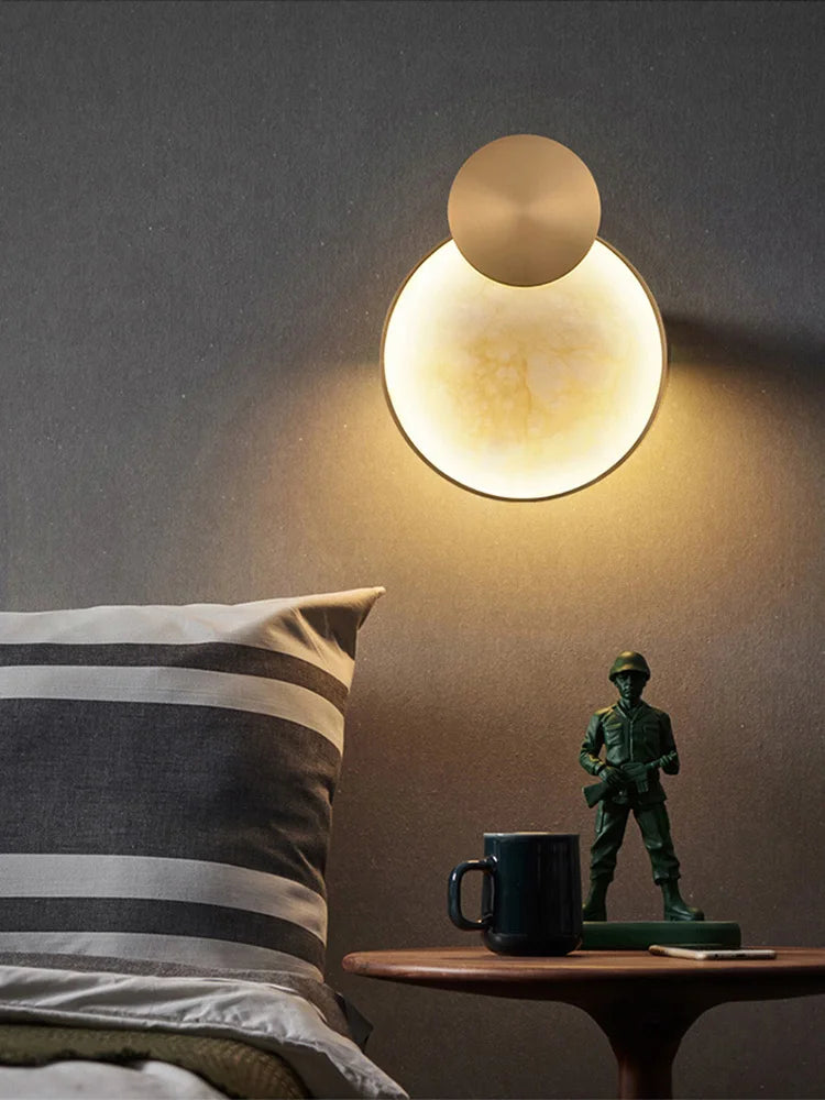 Teresa | Round Marble and Copper Wall Light