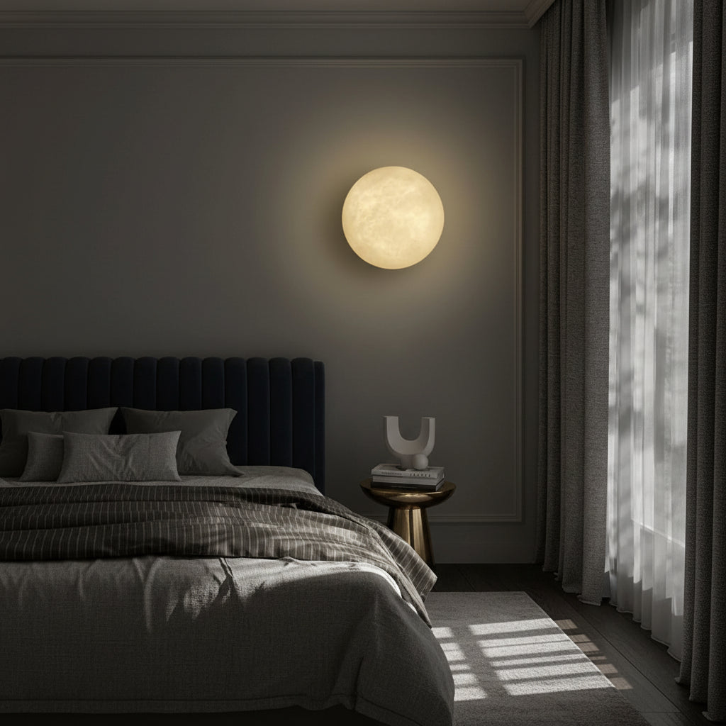 Selene | Round Marble & Copper Wall Lamp