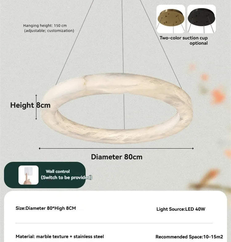 Phoebe | Alabaster Round Chandelier