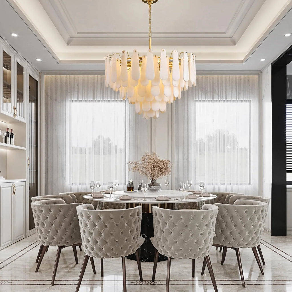 Bibiana | Round Alabaster and Brass Chandelier