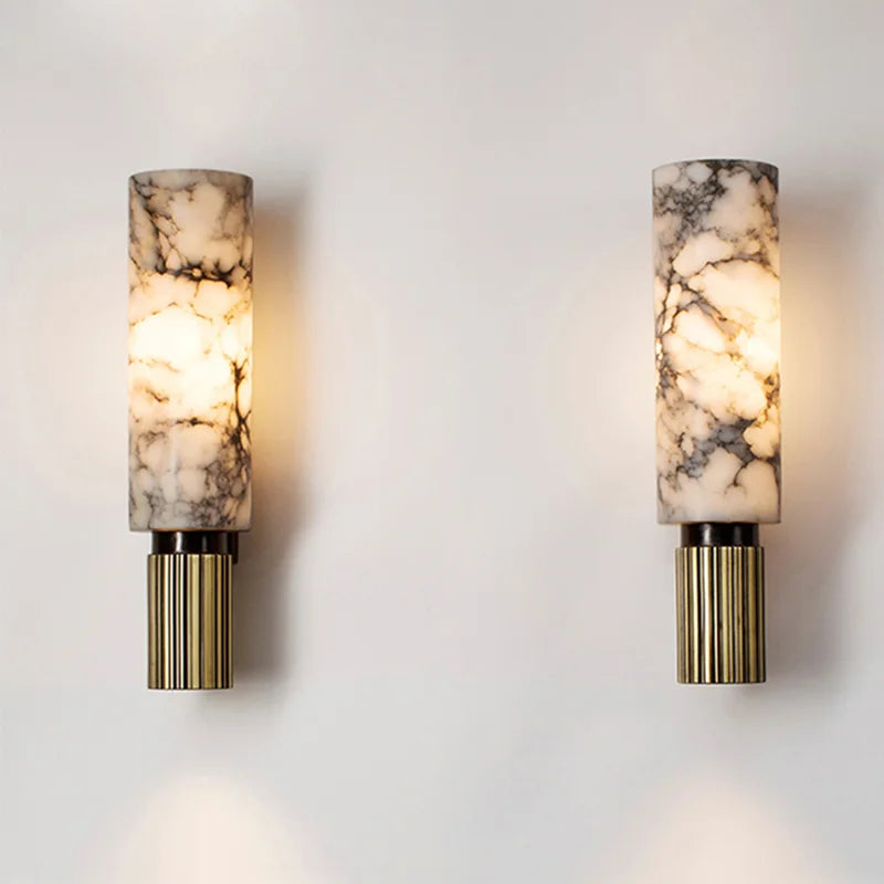 Modern Luxury Natural Marble Wall Lamp - LED Sconce for Living Room, Bedroom & Bedside, Vintage Home Decor Light Fixture
