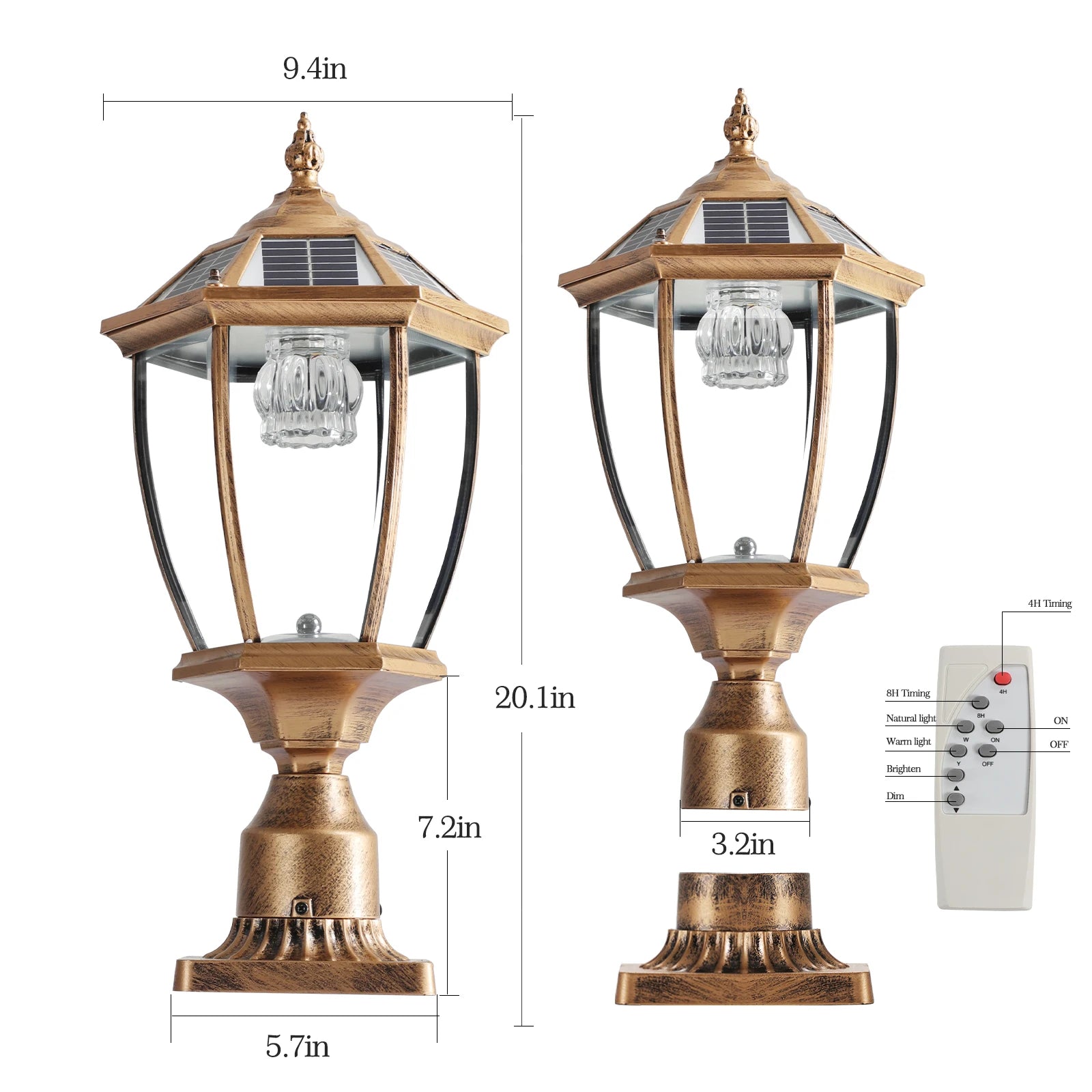 Vintage Solar LED Post Lights (2-Pack) - Waterproof Outdoor Garden Lamps with Automatic On/Off
