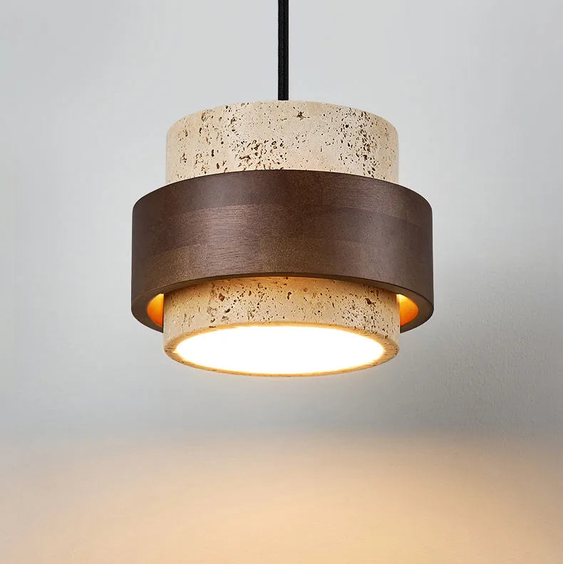 Njord | Wood & Travertine LED Pendant Light