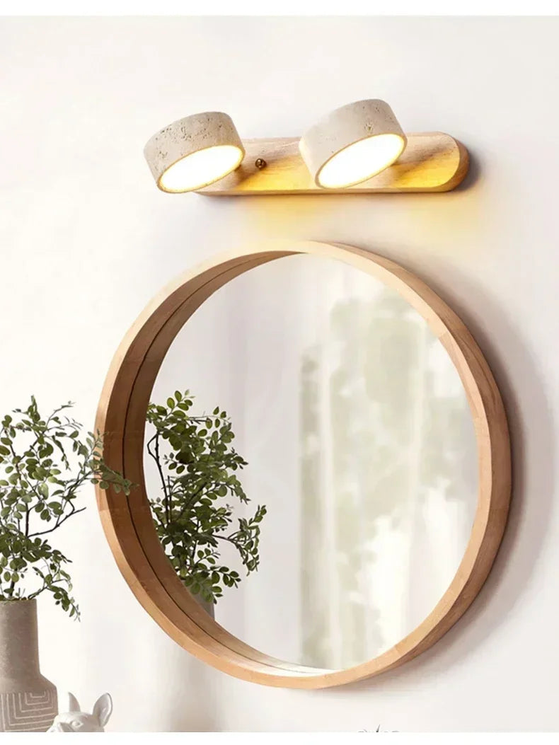 Gemela | Rotatable Travertine Duo Vanity Wall Light