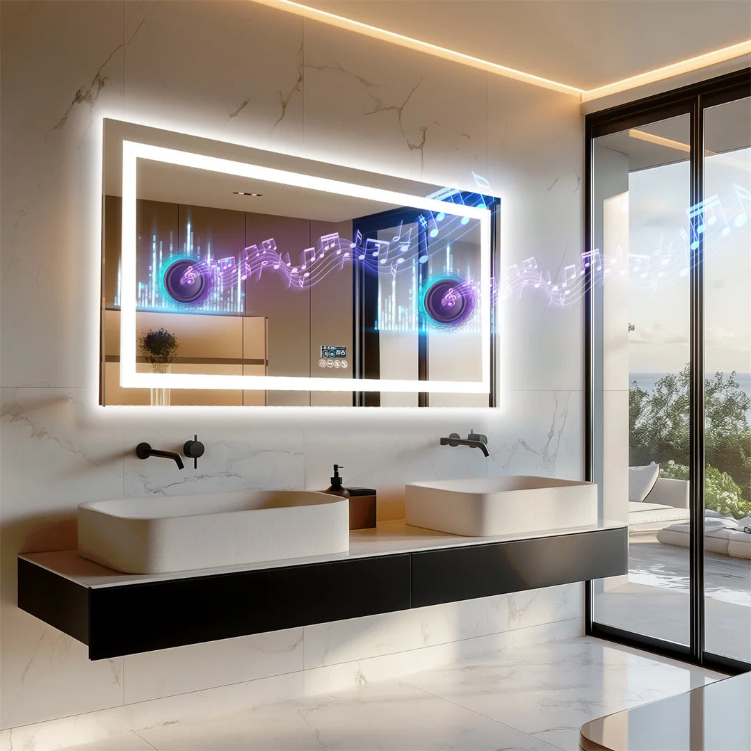 Bluetooth-Enabled Illuminated Rectangle Vanity Mirror for the Bathroom