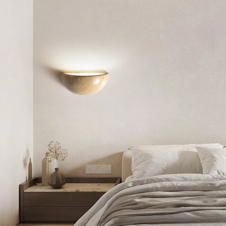 Medialuna | Semi-Circle Travertine Bedside Wall Lamp
