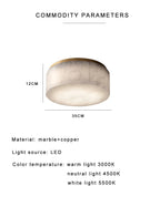Aurore | Alabaster & Copper Round Ceiling Lamp
