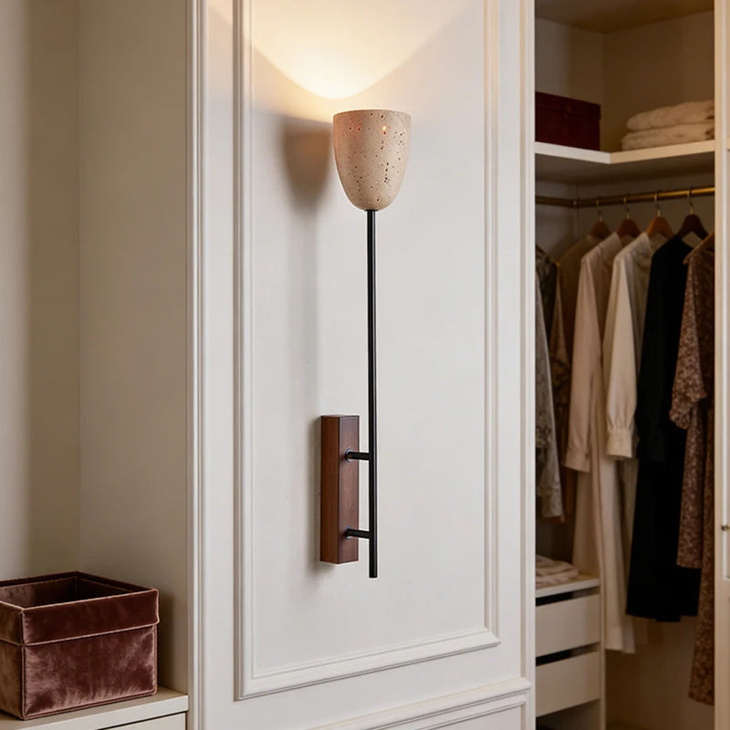 Theron | Stone and Wood Wall Sconce