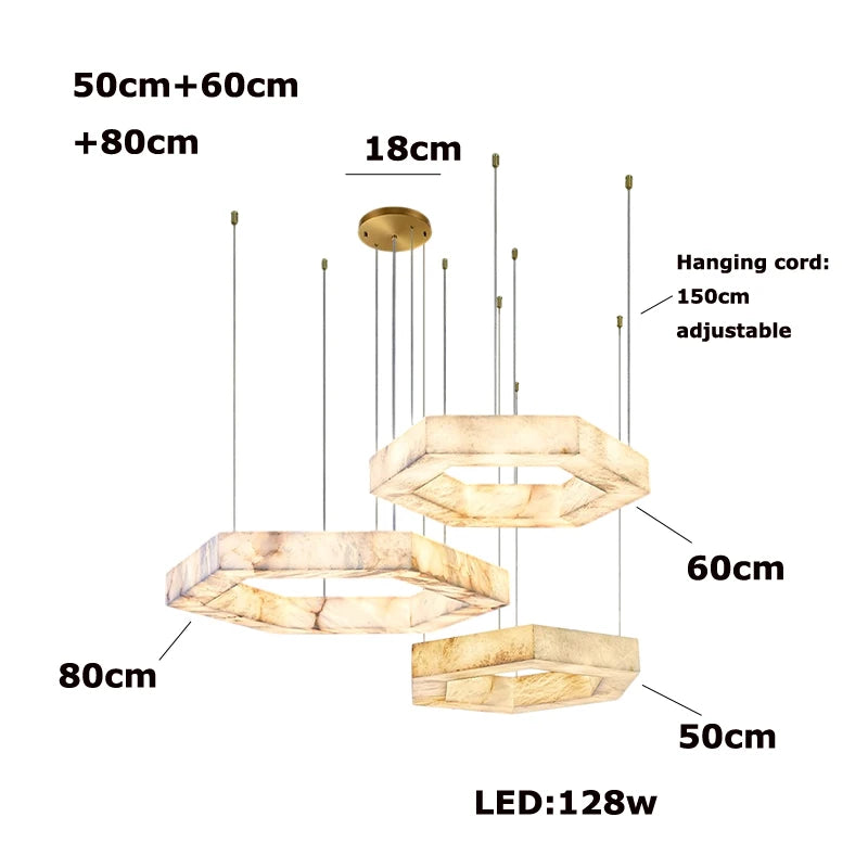 Amália | Alabaster 3-Ring Marble Chandelier