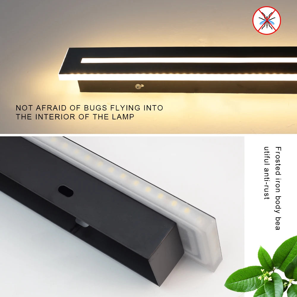 Waterproof LED Long Wall Sconce for Outdoor Garden Lighting - AC85-265V Exterior Luminaire