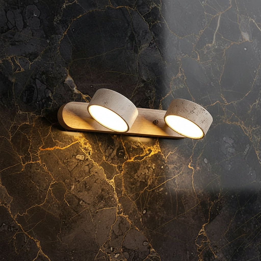 Gemela | Rotatable Travertine Duo Vanity Wall Light