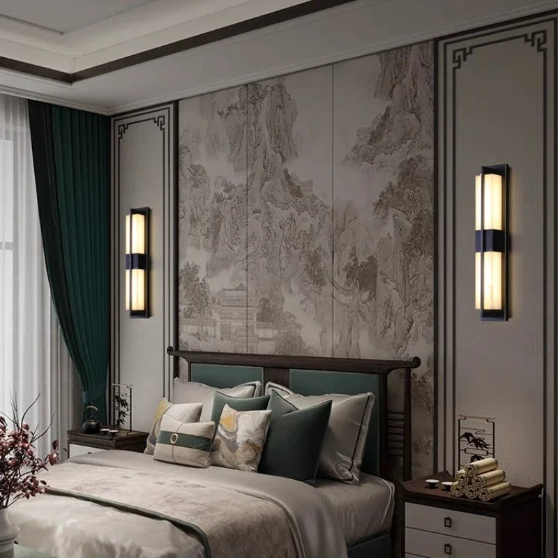 Marcella | Alabaster and Copper Wall Light