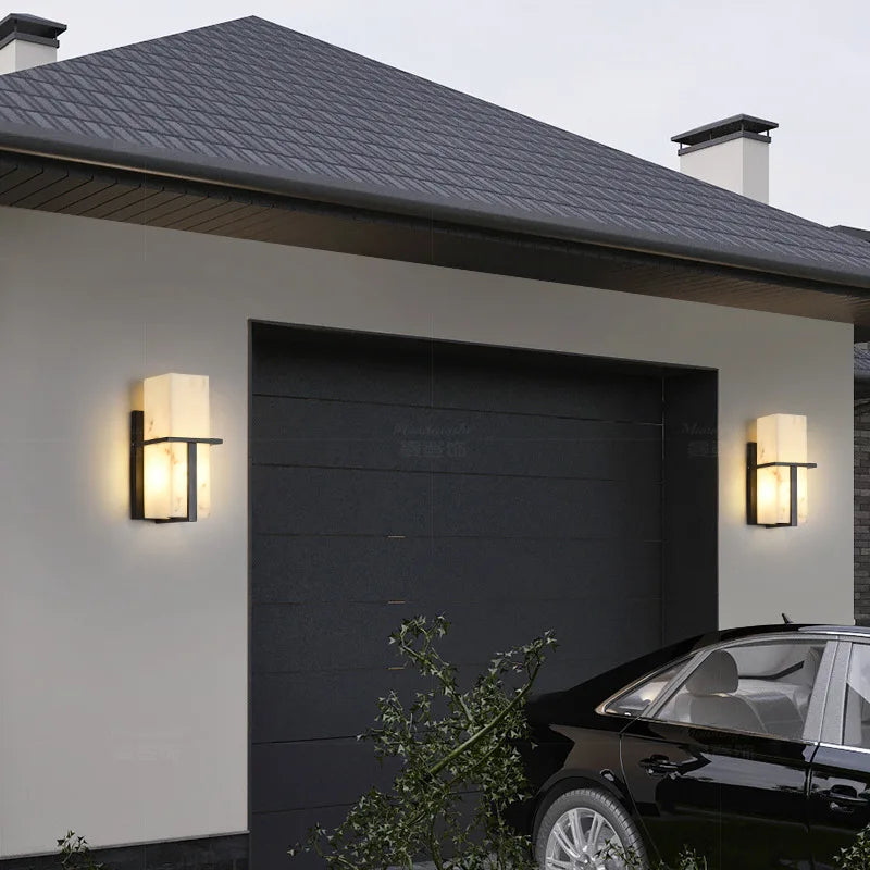 Gonçalo | Marble Effect Outdoor Porch Light