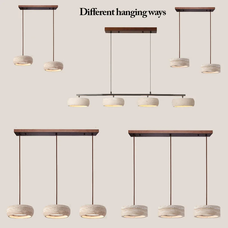 Ámbar | Natural Travertine Pendant Light