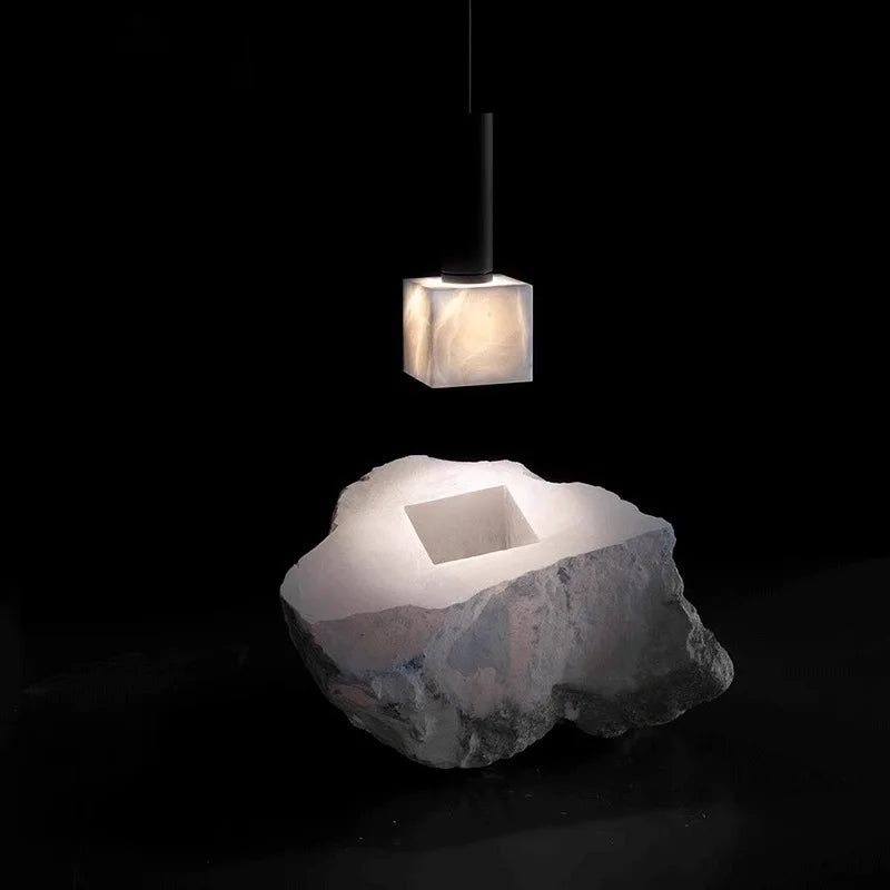 Marble Effect Pendant Chandelier – Modern Compact Ceiling Light for Living Room, Hallway, Bedroom & Bar | Simple, Elegant Bedside Lighting