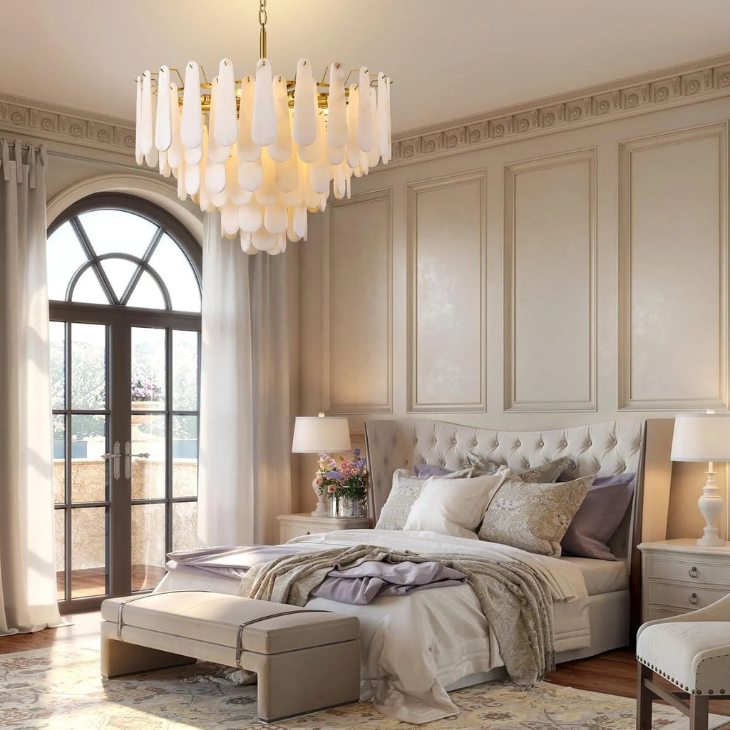 Bibiana | Round Alabaster and Brass Chandelier
