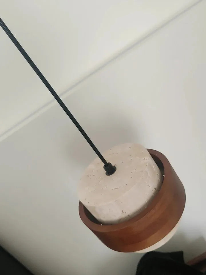 Njord | Wood & Travertine LED Pendant Light