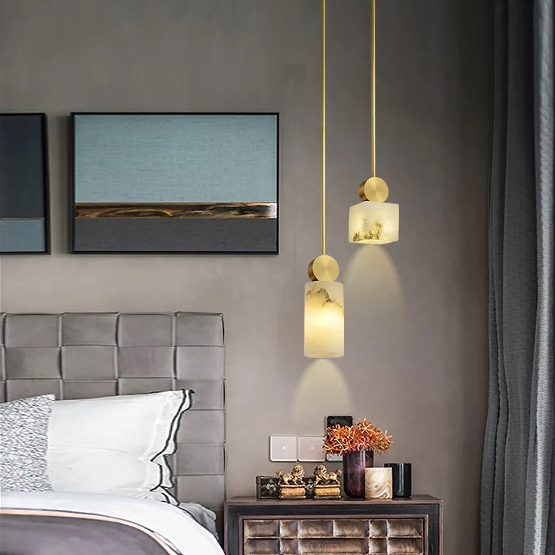 Artemis | Alabaster & Copper Pendant Light