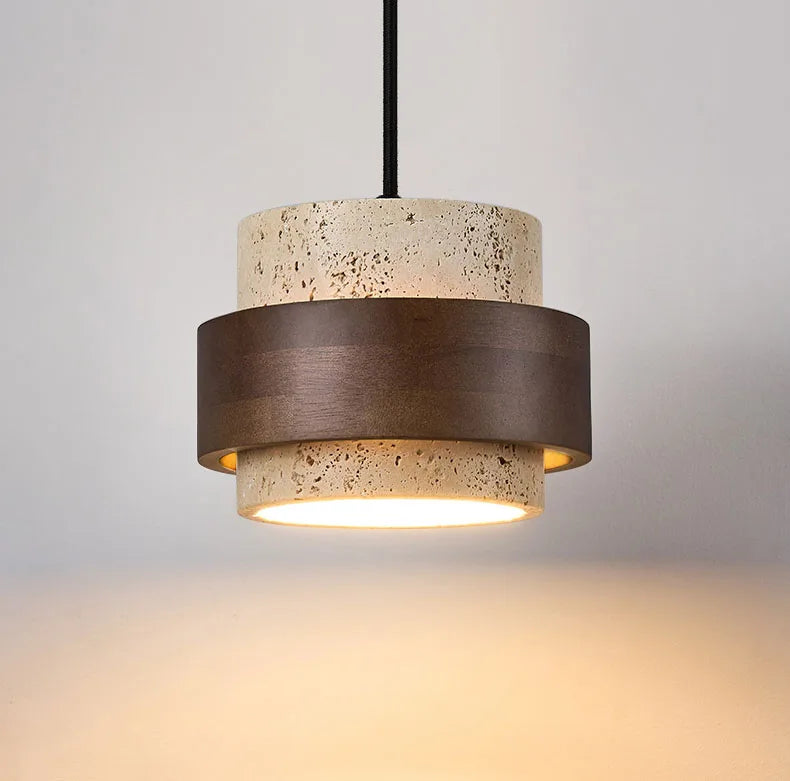 Njord | Wood & Travertine LED Pendant Light