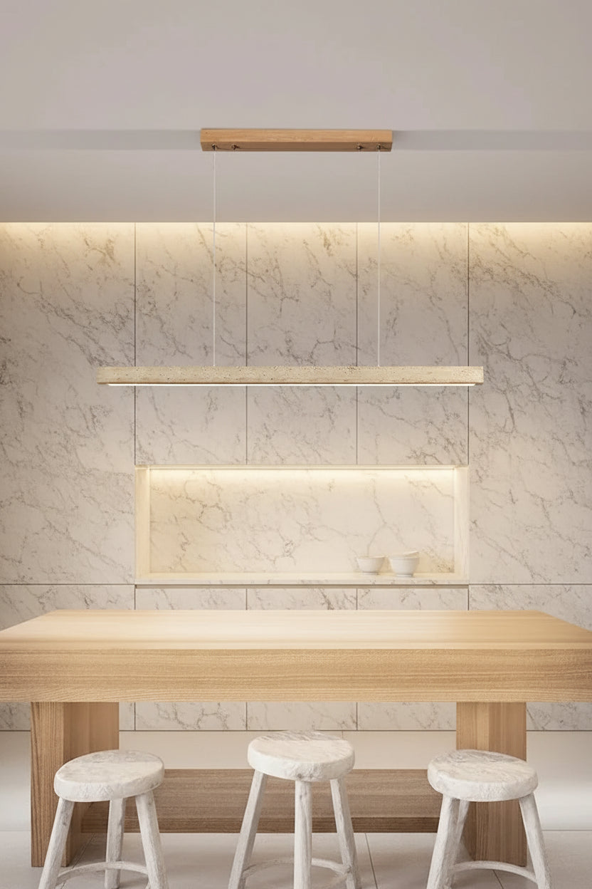 Adalgisa | Wood and Travertine Linear Chandelier