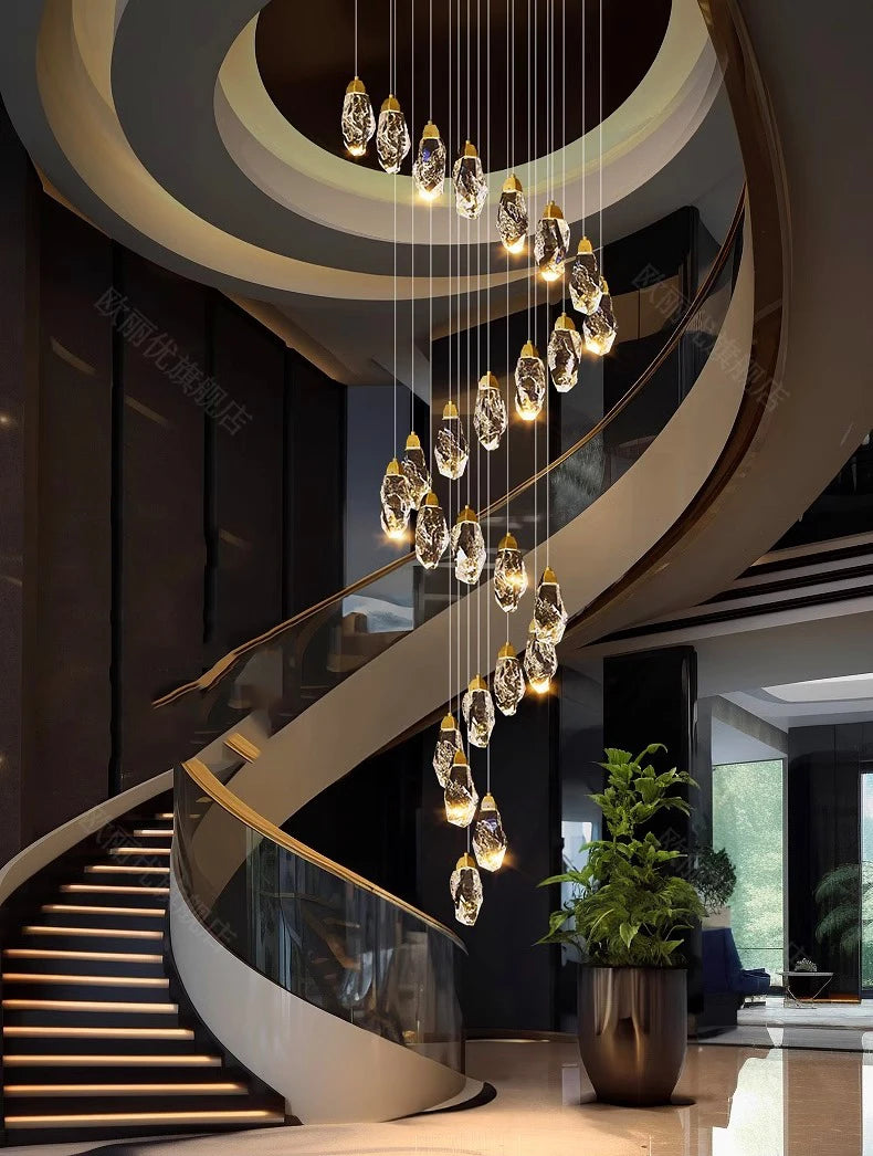 Modern home decoration crystal chandelier, stair Pendant lamp, living room Pendant lights, interior lighting