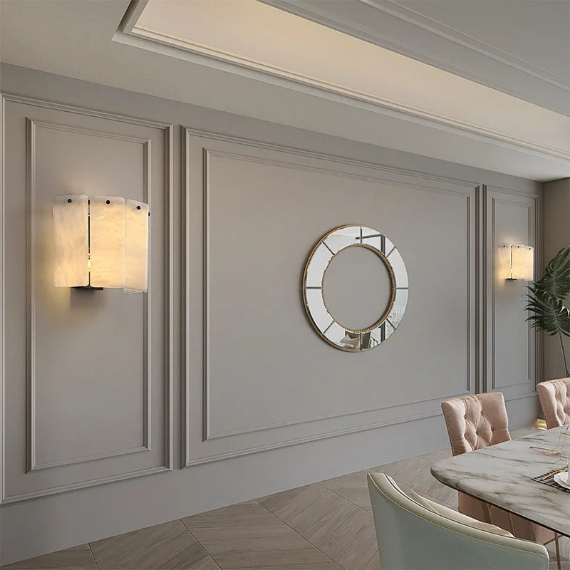 Livia | Alabaster and Gold Copper Wall Light