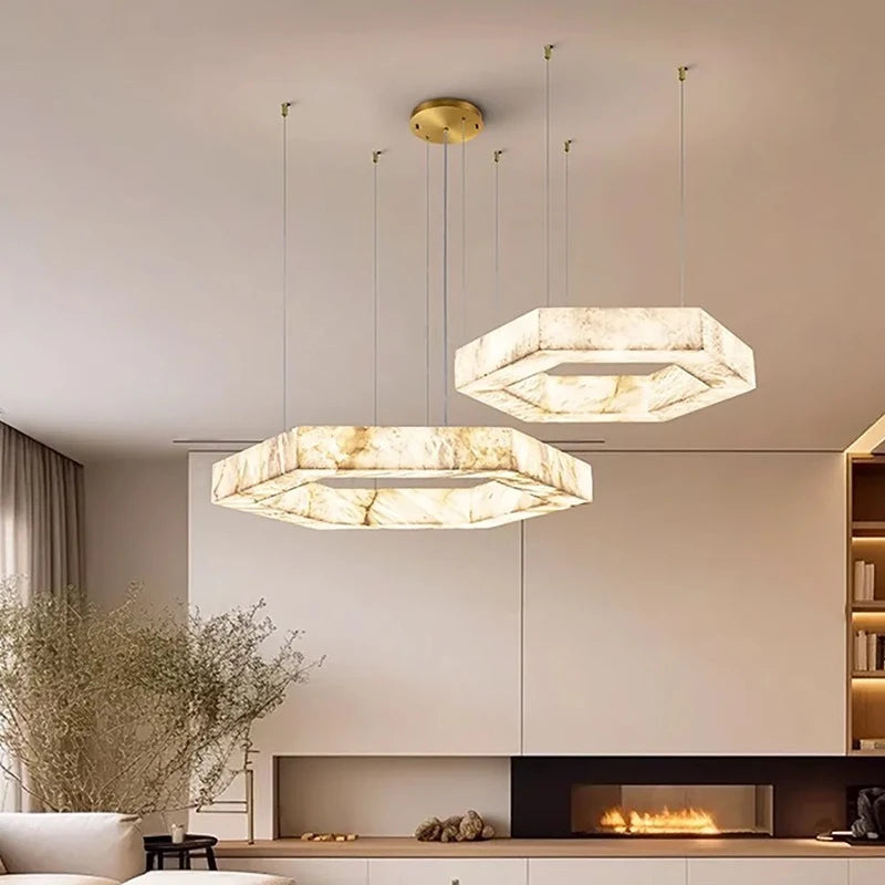Amália | Alabaster 3-Ring Marble Chandelier