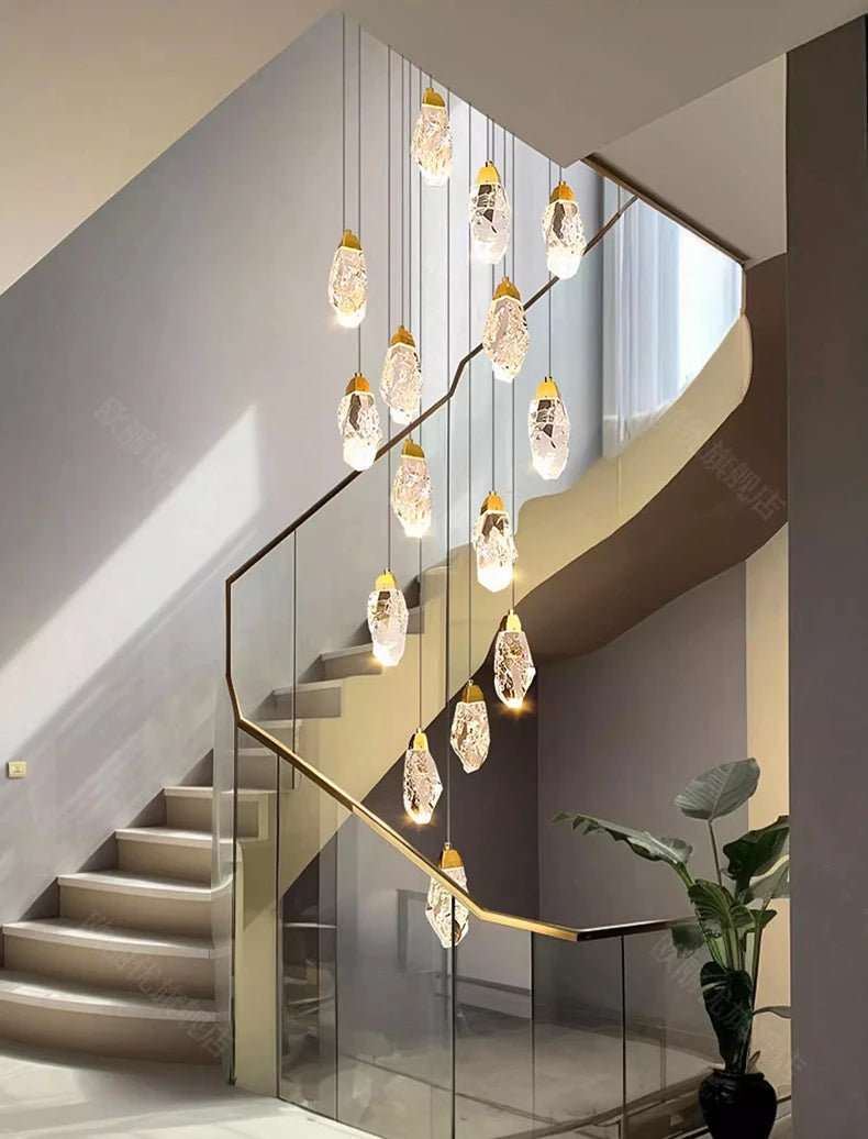 Modern home decoration crystal chandelier, stair Pendant lamp, living room Pendant lights, interior lighting