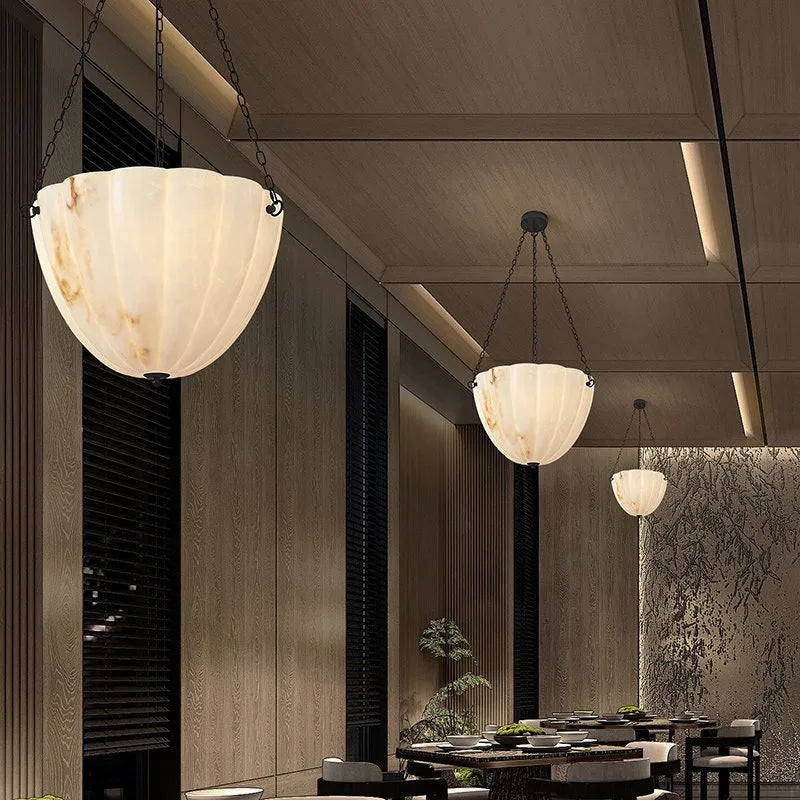 Guiomar | Alabaster Round Kitchen Island Pendant