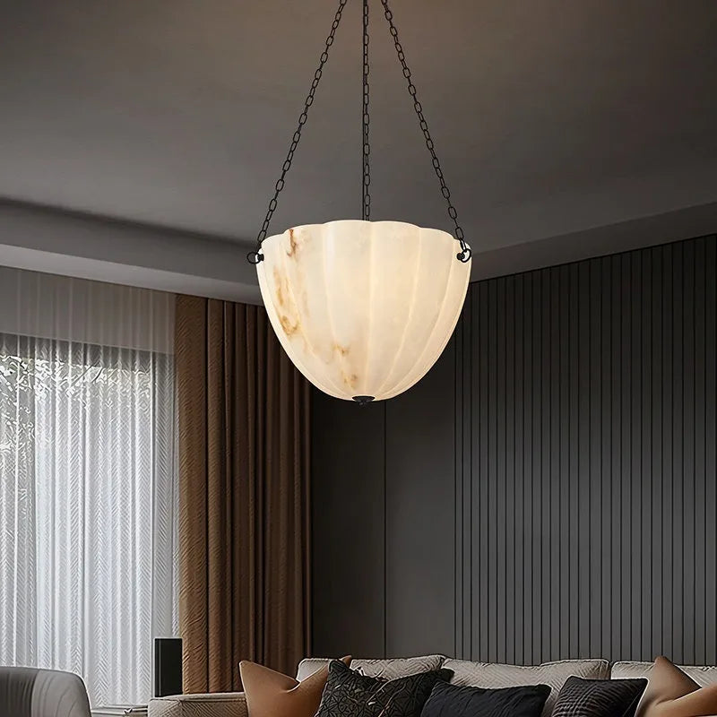 Guiomar | Alabaster Round Kitchen Island Pendant