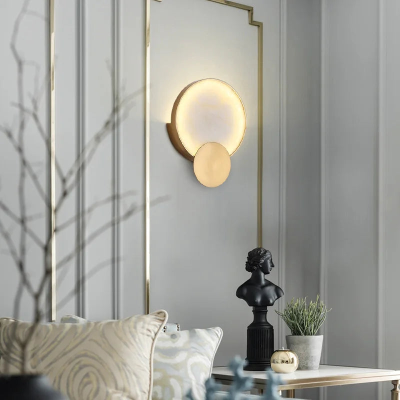 Teresa | Round Marble and Copper Wall Light