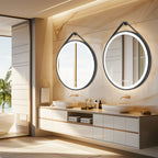 Saoirse | Leather Strap Round LED Bathroom Mirror