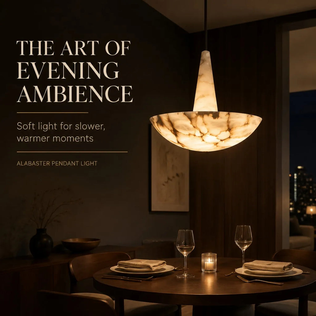Elodie | Natural Alabaster Dome Pendant Light
