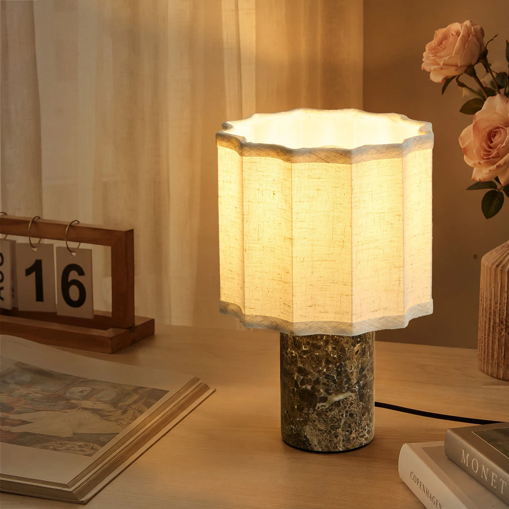 Ione | Marble & Fabric Table Lamp