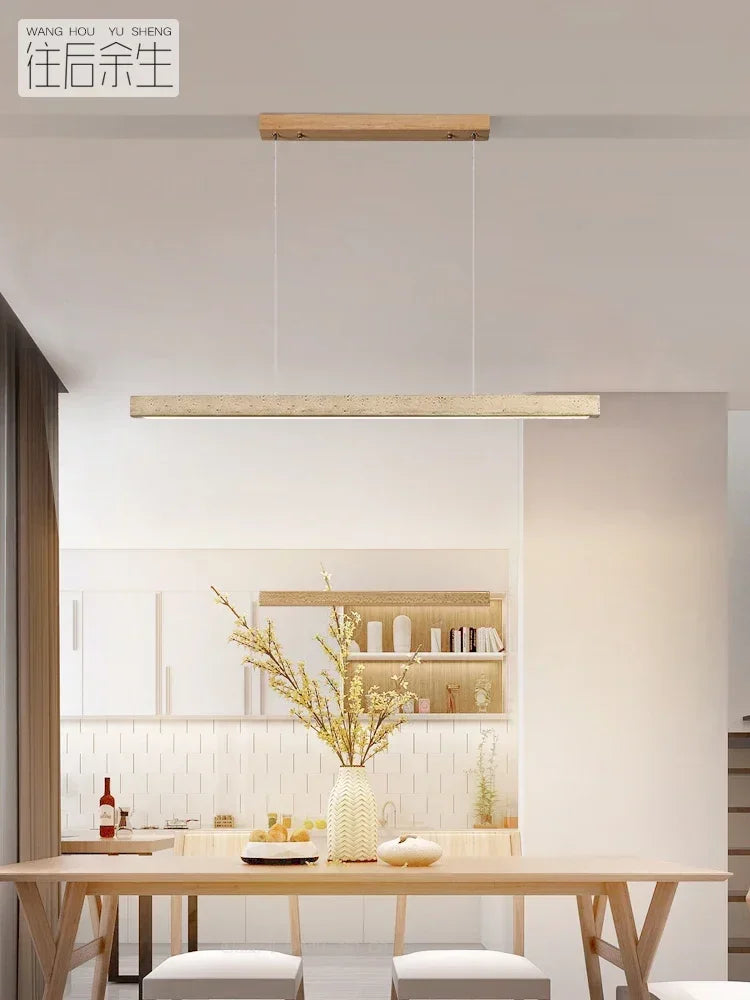 Adalgisa | Wood and Travertine Linear Chandelier
