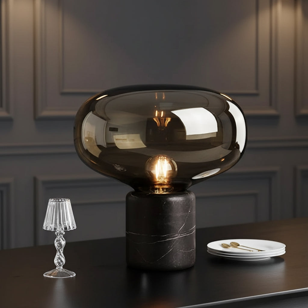 Nyx | Marble & Glass Mushroom Table Lamp