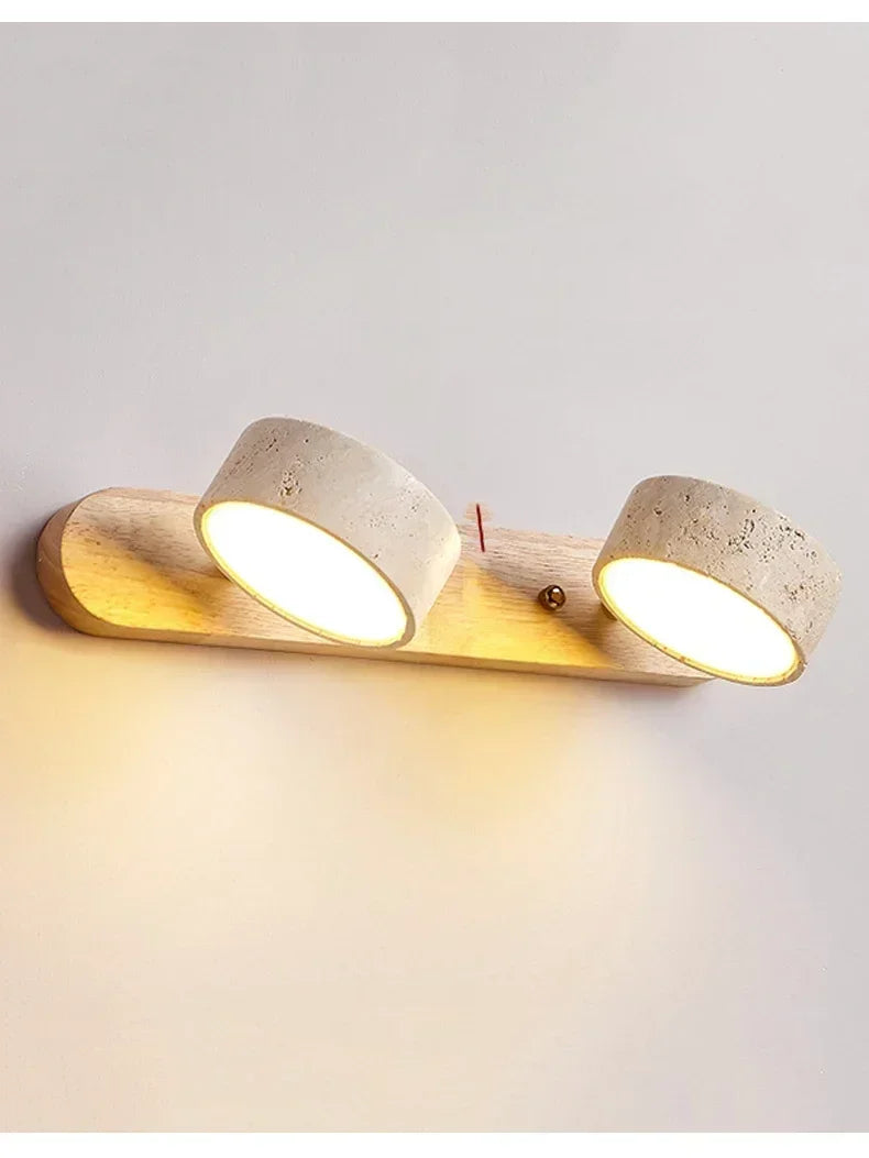 Gemela | Rotatable Travertine Duo Vanity Wall Light