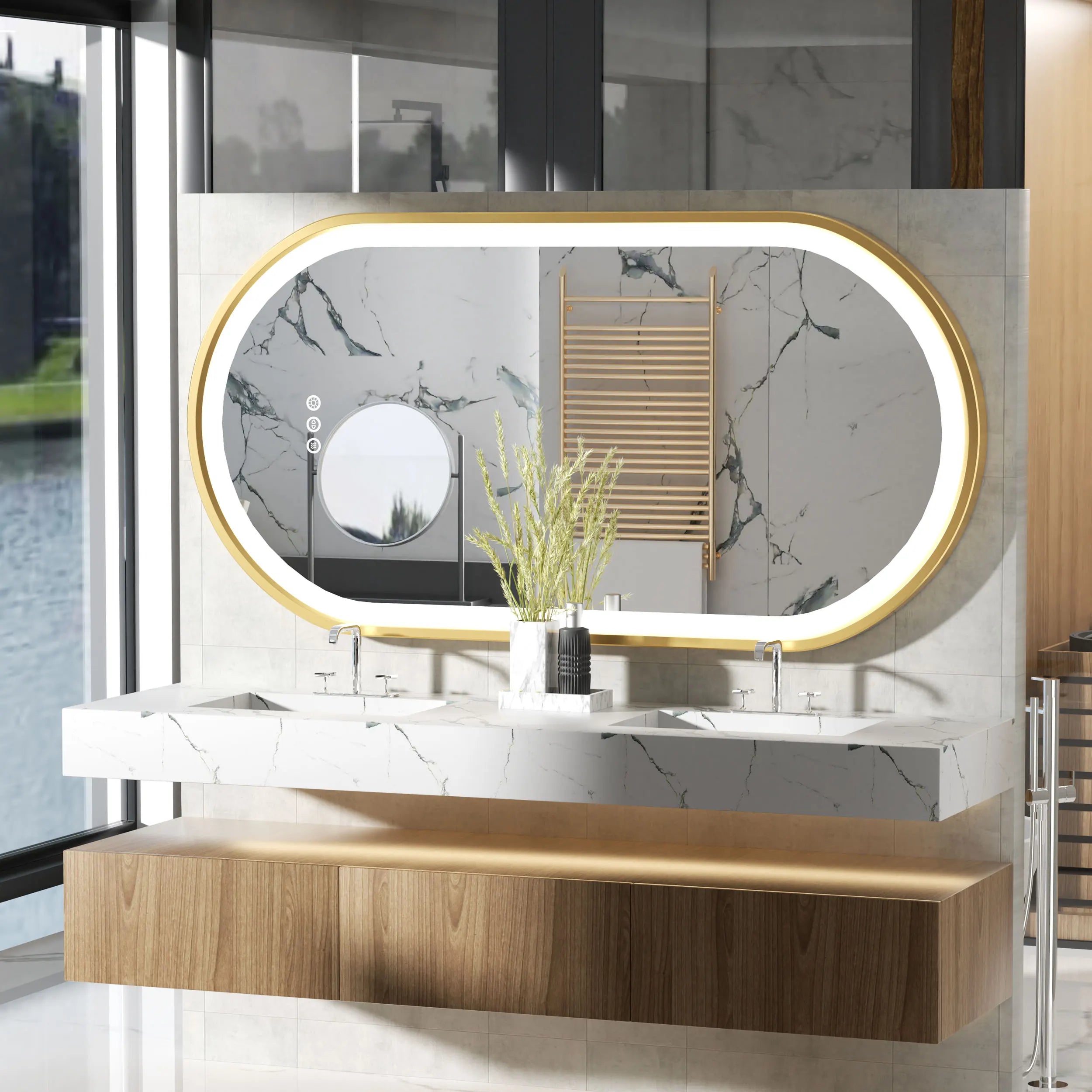 Elin | Oval Dimmable Anti-Fog LED Bathroom Mirror